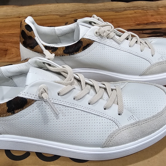 Ecco Shoes - Ecco White Sneakers with Animal Print Detail